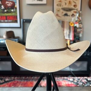 John B Stetson 7X Genuine Shantung Cowboy Hat Brown Band W1174 QH 19 614 Sand